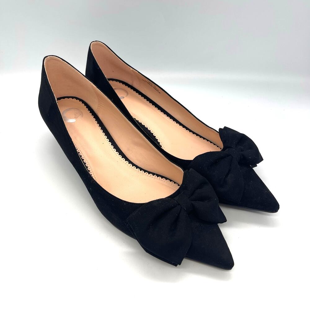 Journee Women's Crystal Black Velvet Pump with Bow Size 11